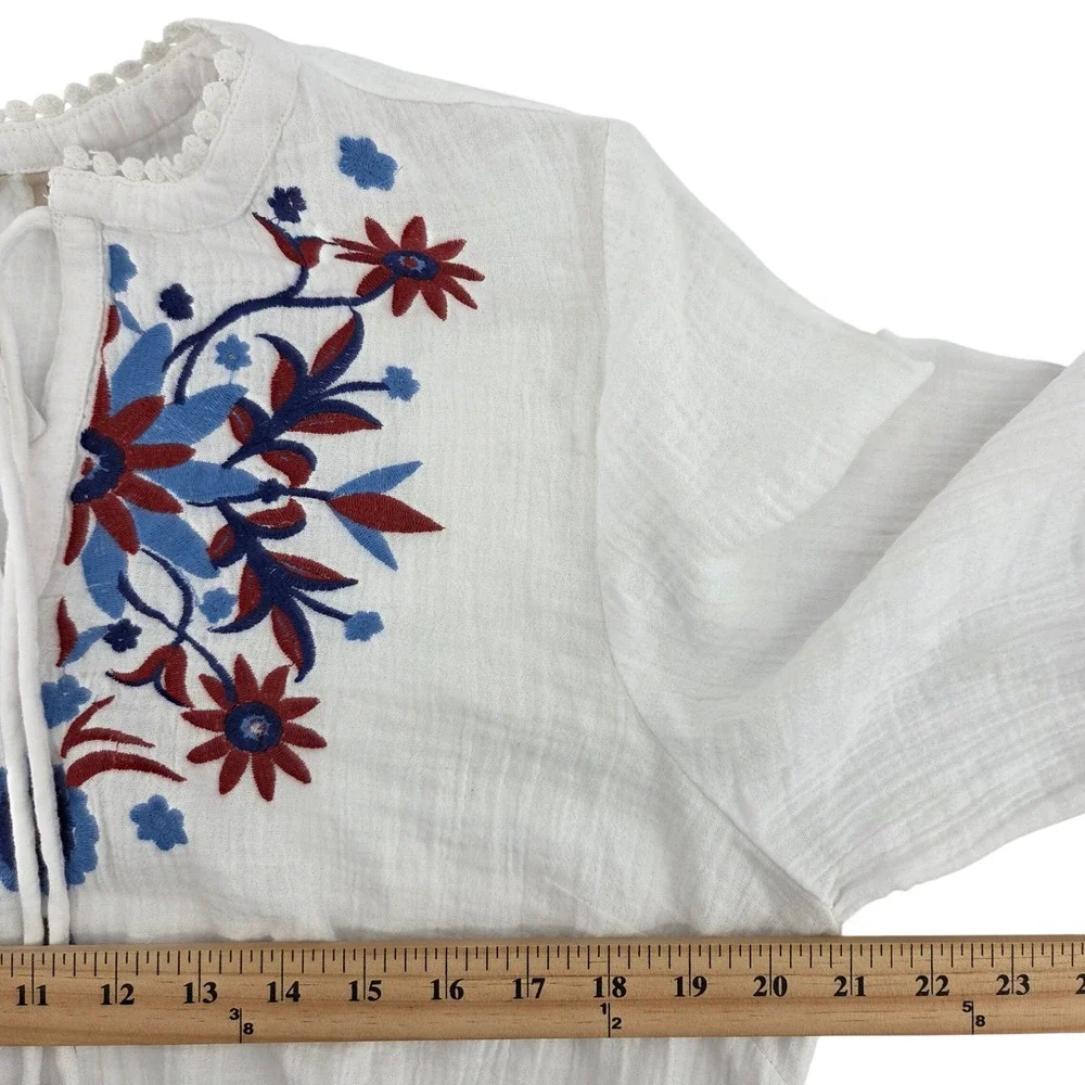 Soft Surroundings Maxi Dress L White Floral Embroidered Boho Cottagecore Coastal - Picture 5 of 12